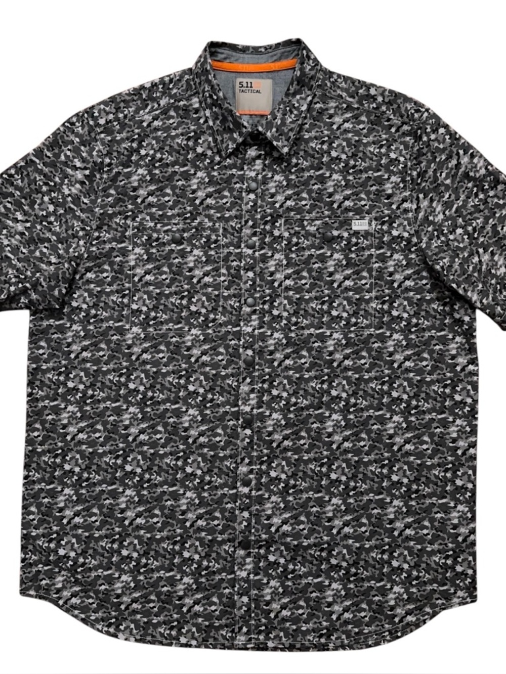 5.11 Tactical Micro Camo Shirt Mens M Short Sleeve Snap Button RAPIDraw Gray